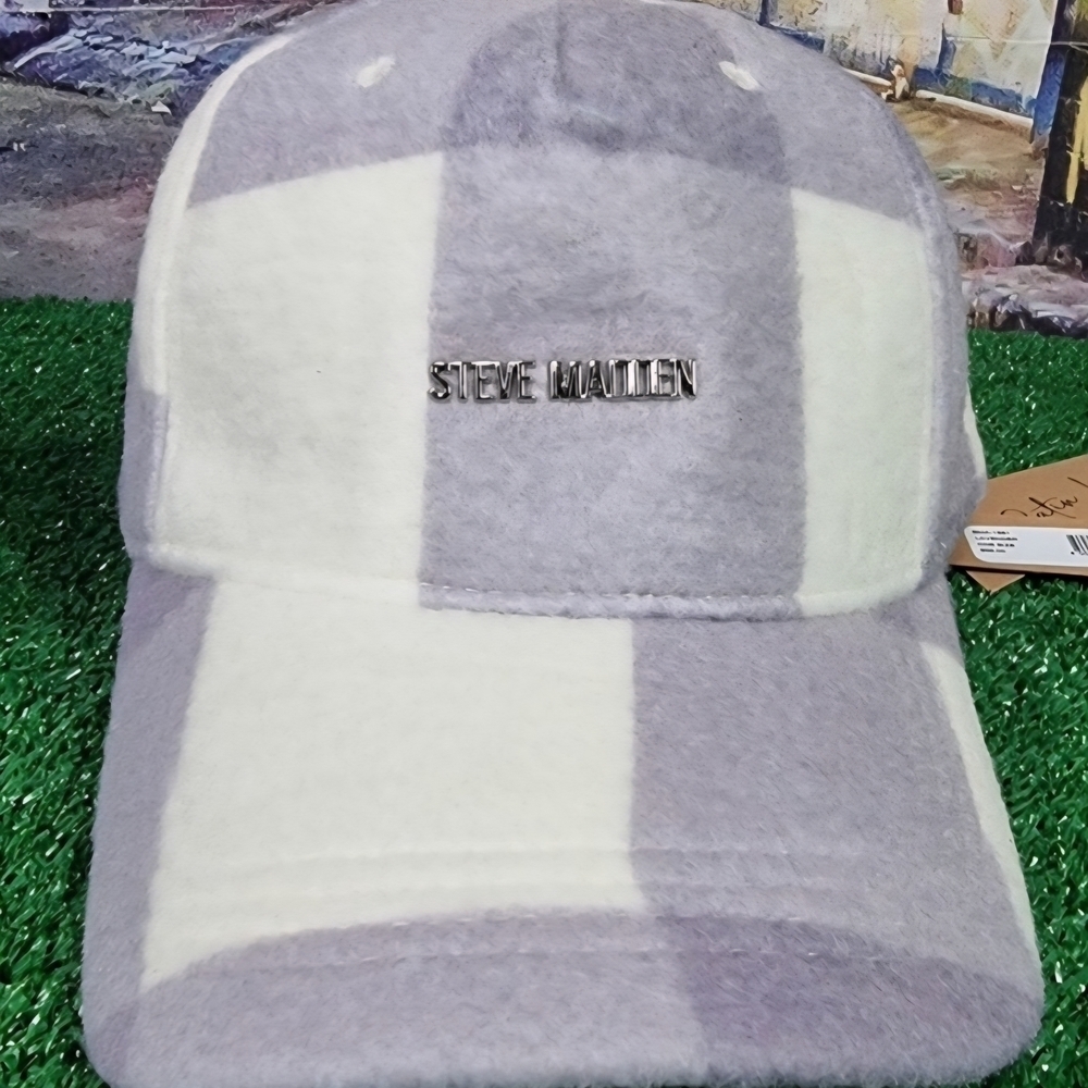 Steve Madden Plaid Cap in Purple and White